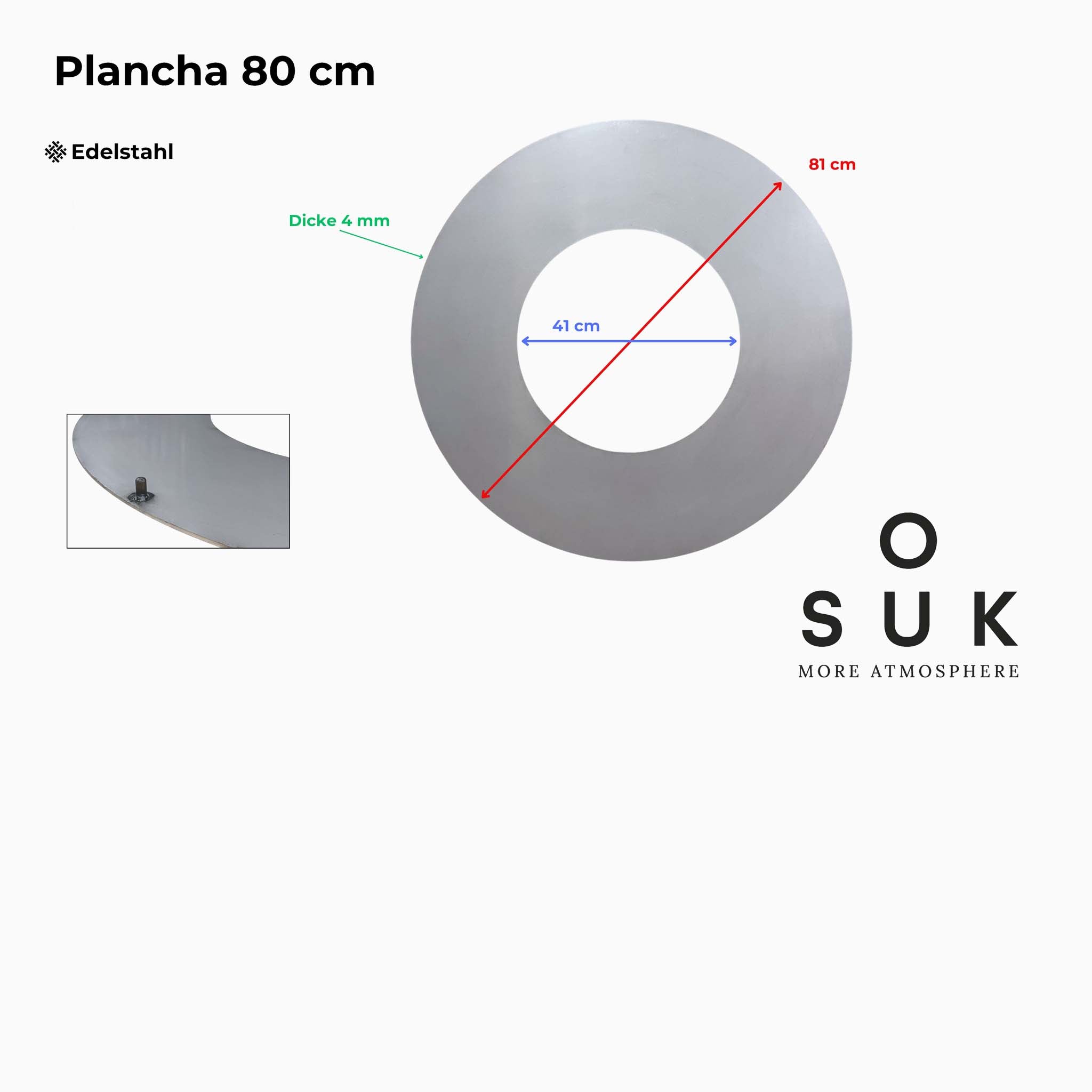 Grillring Edelstahl für eine Feuerschale mit ø 80 cm