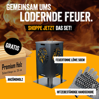Feuertonne "Löwe" 50cm - Starter Set