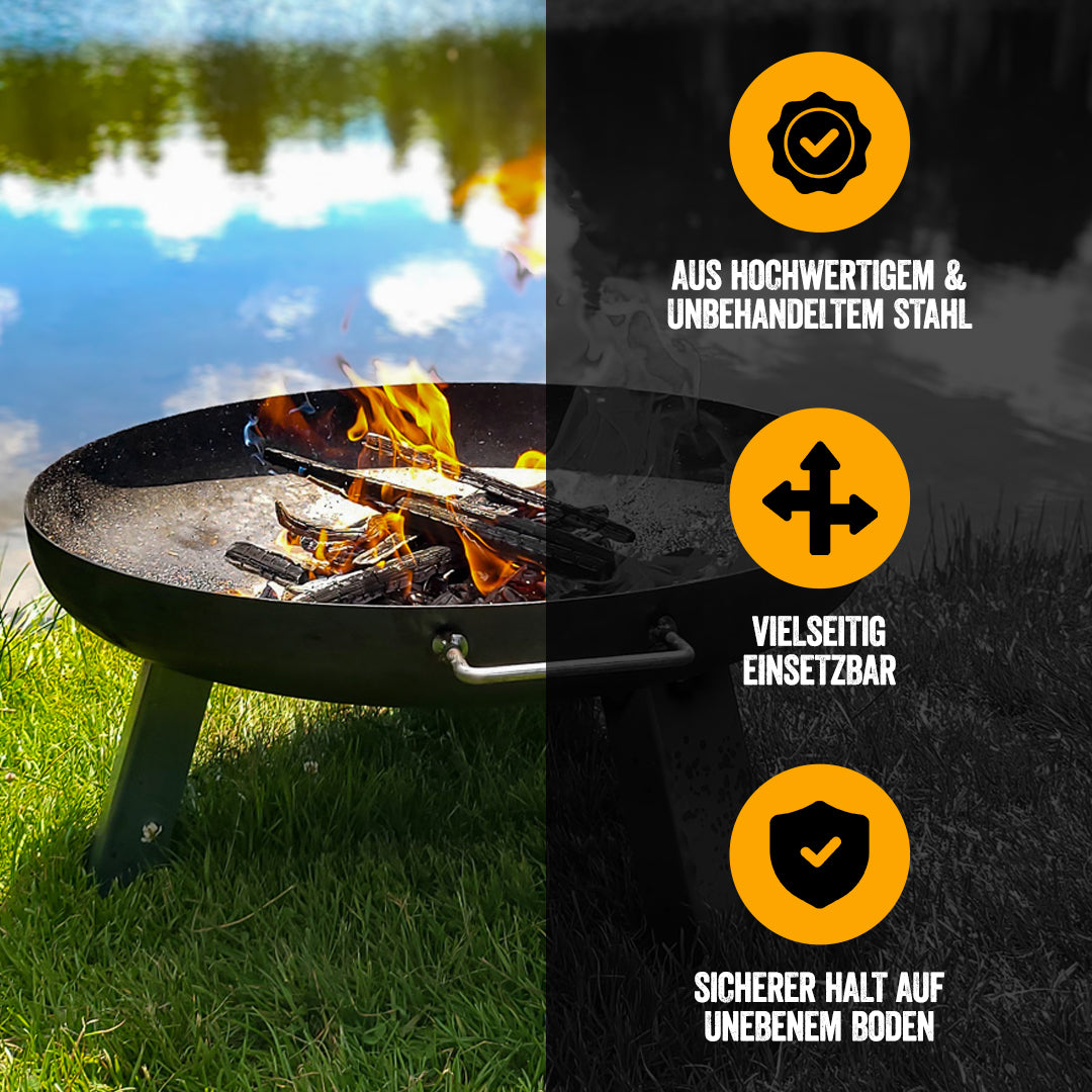 Fire bowl 100 cm with square feet -Nizza-