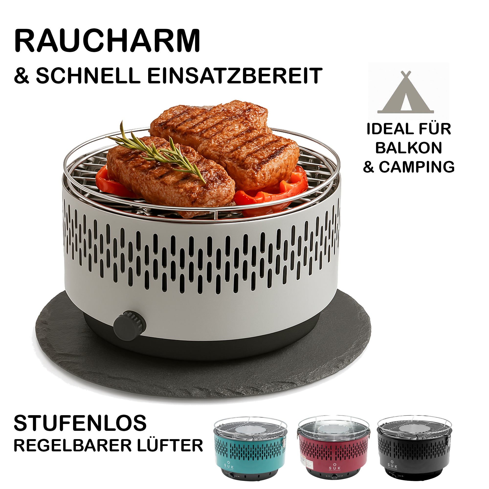 Table Grill Gray with Active Ventilation