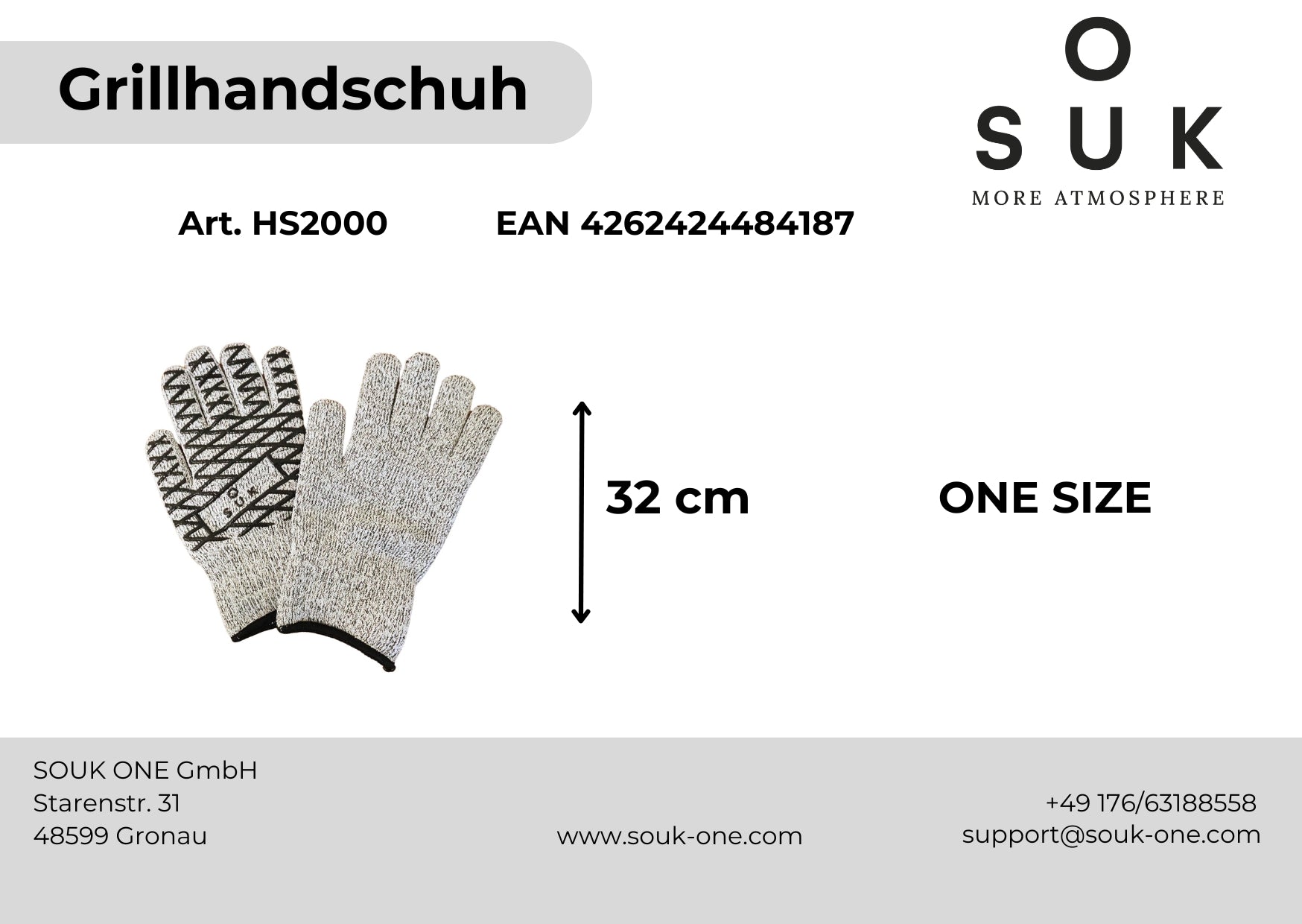 Hitzebeständiger Grillhandschuh grau / schwarz