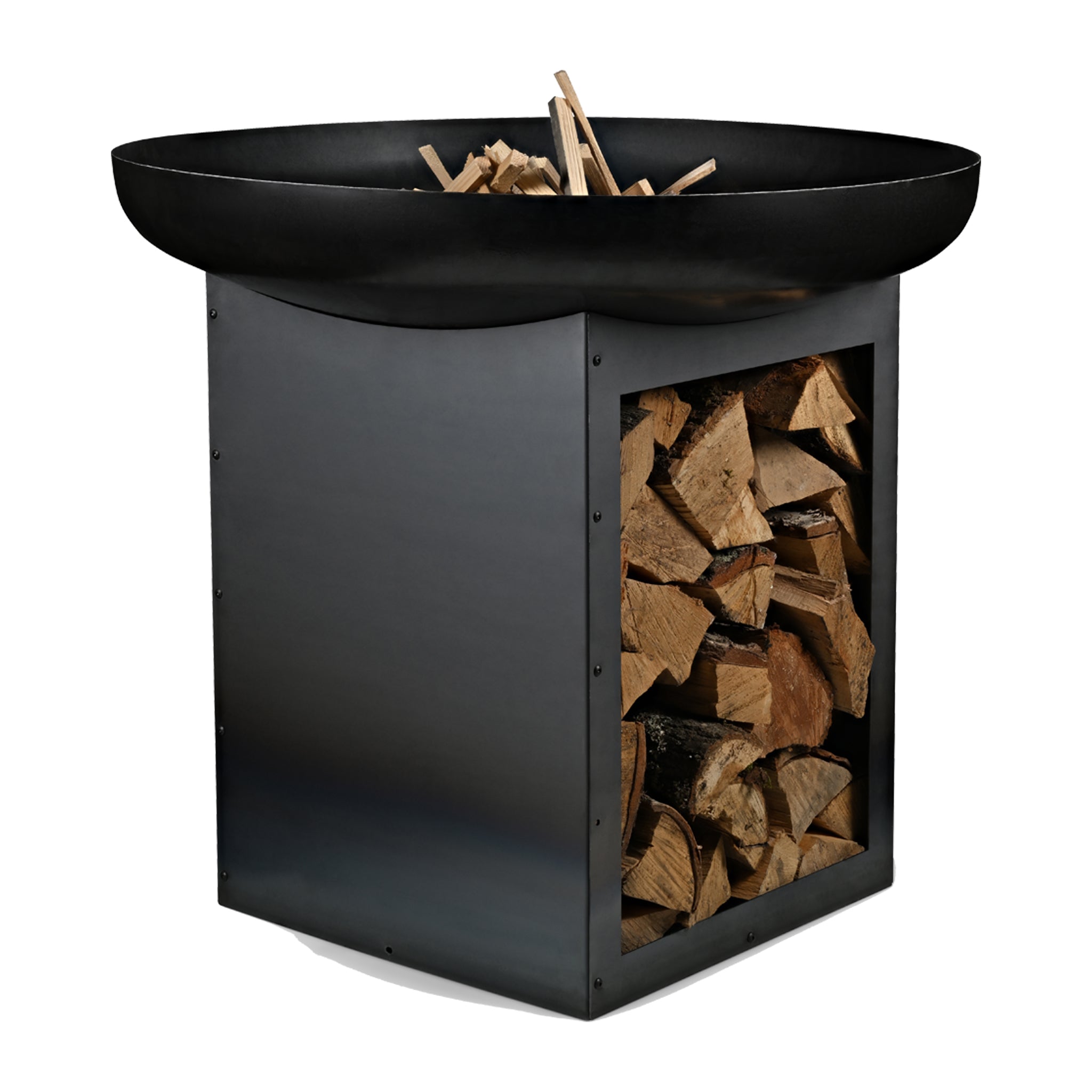 Feuerschale Palma ø80cm mit Holzlagerfach (Standhöhe: ca. 80cm)