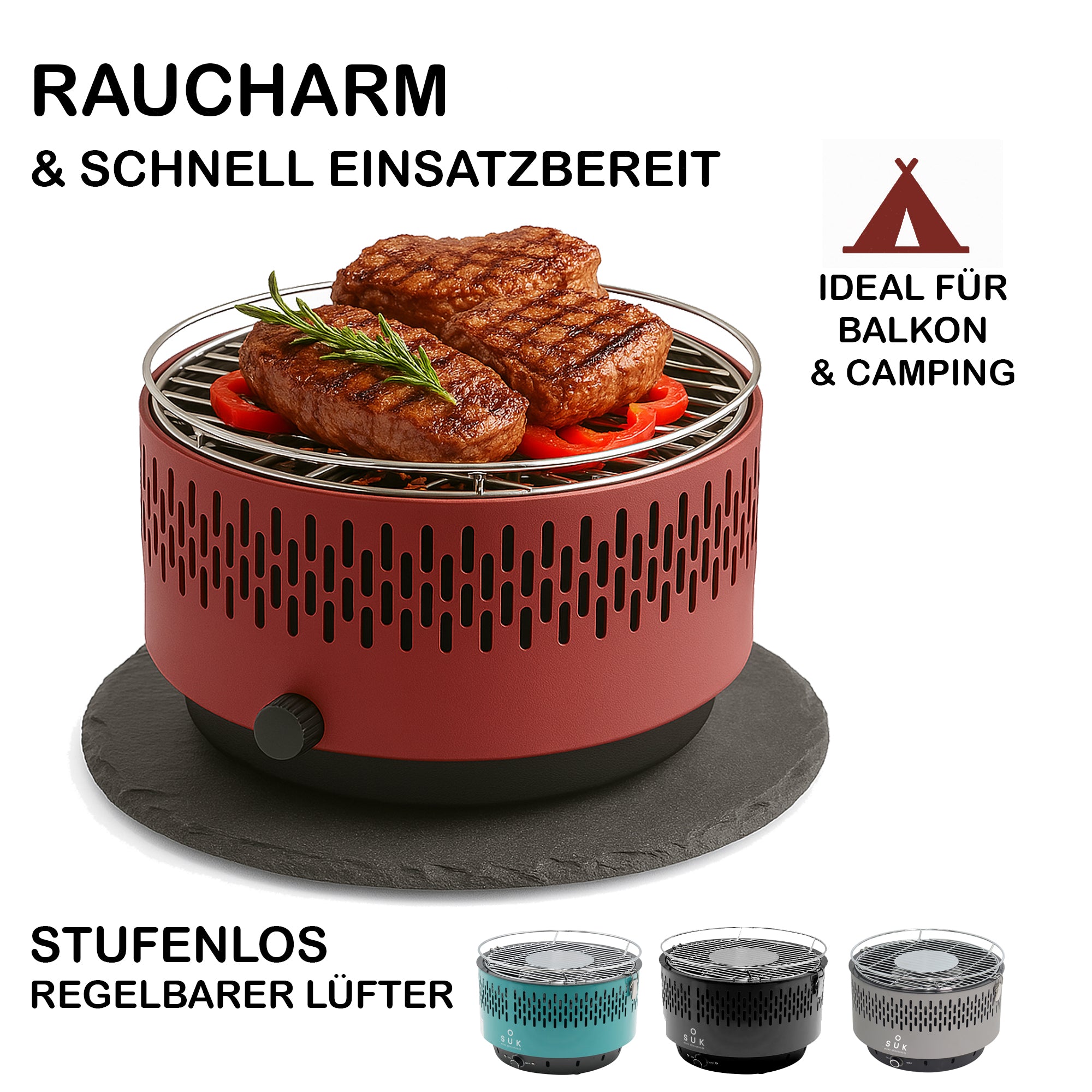 Table Grill Red with Active Ventilation